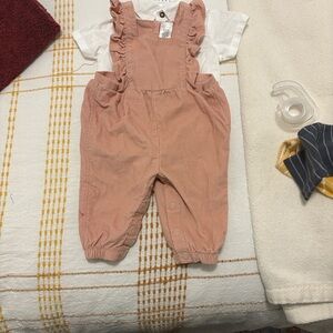 Carter's Peach Ruffled Overalls